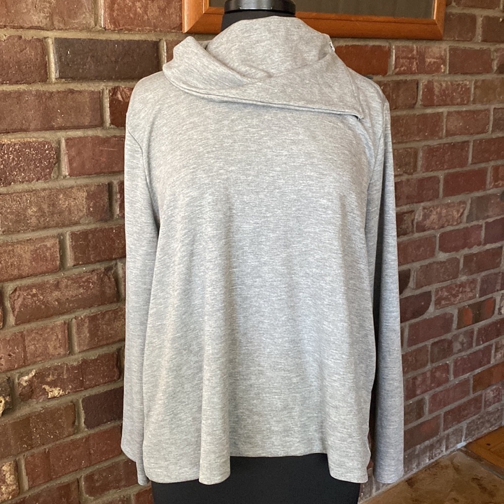 Apt. 9 grey knit long sleeve cowl neck side zip tunic top